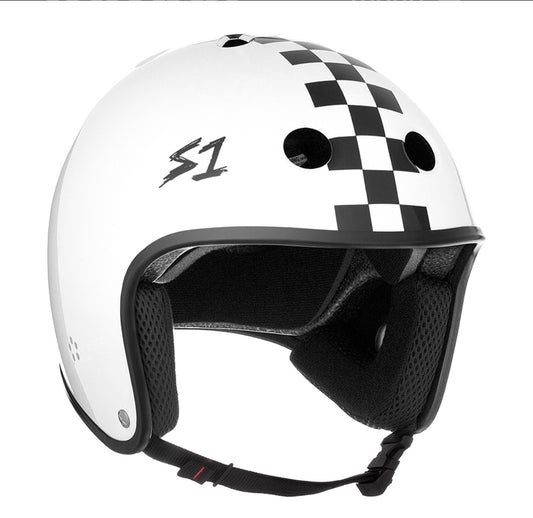 White Retro Checkered Helmet