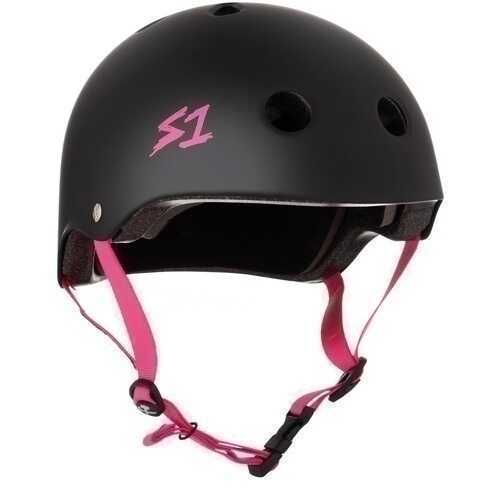 S1 Lifer Helmet - Matte Black with pink straps
