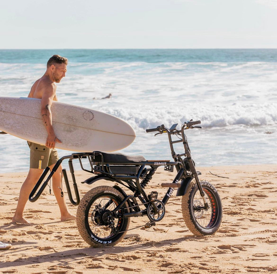 Electric bike best sale with surf rack